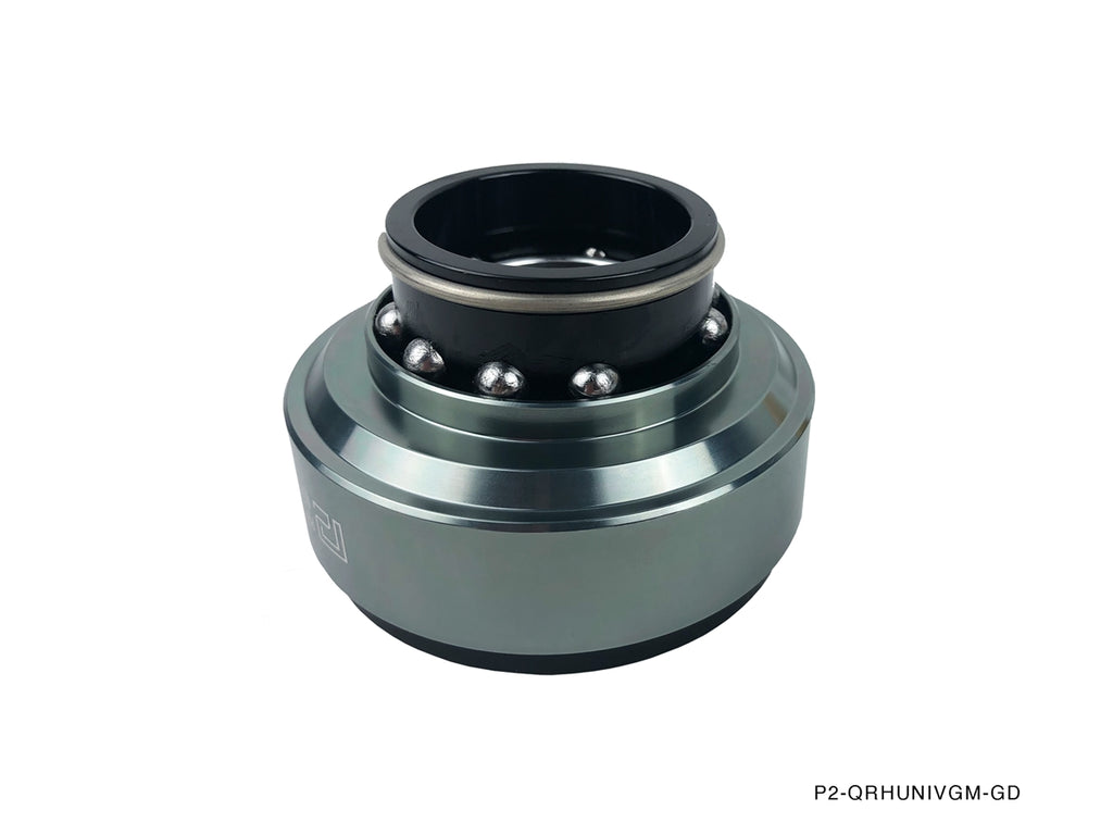 Phase 2 Motortrend (P2M) Black on Gunmetal Aluminum Steering Wheel Quick Release Kit - Universal
