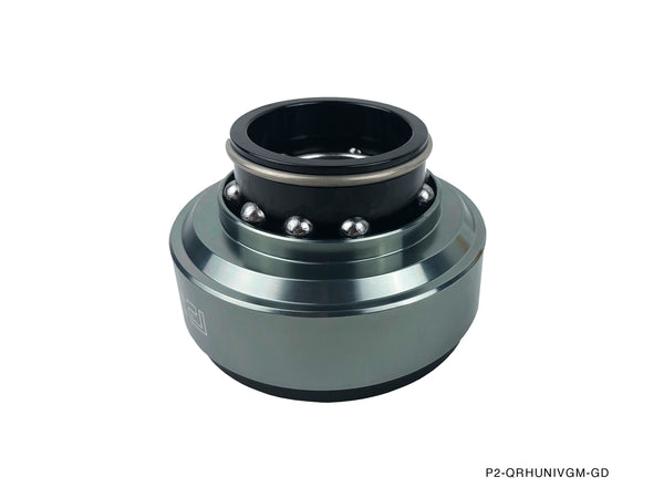Phase 2 Motortrend (P2M) Black on Gunmetal Aluminum Steering Wheel Quick Release Kit - Universal
