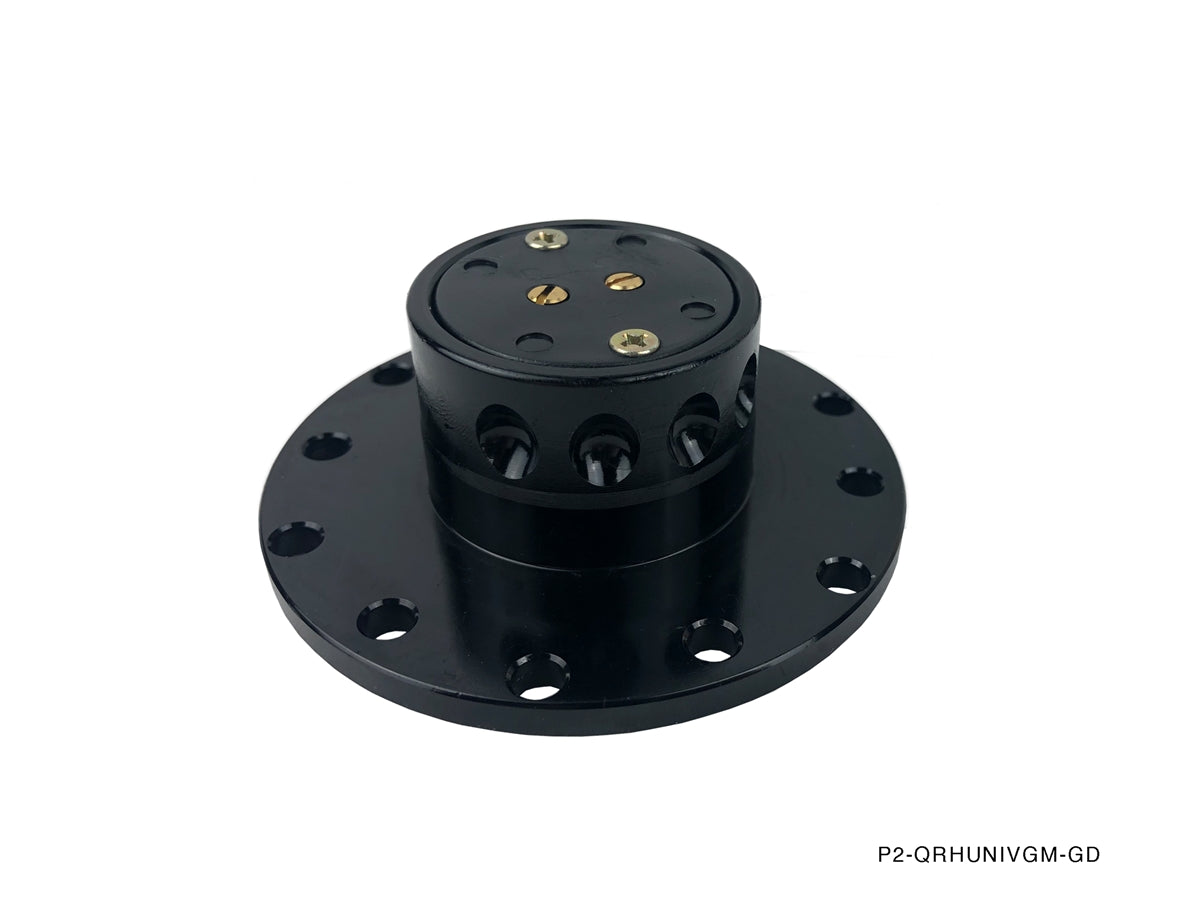 Phase 2 Motortrend (P2M) Black on Gunmetal Aluminum Steering Wheel Quick Release Kit - Universal
