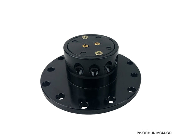 Phase 2 Motortrend (P2M) Black on Gunmetal Aluminum Steering Wheel Quick Release Kit - Universal