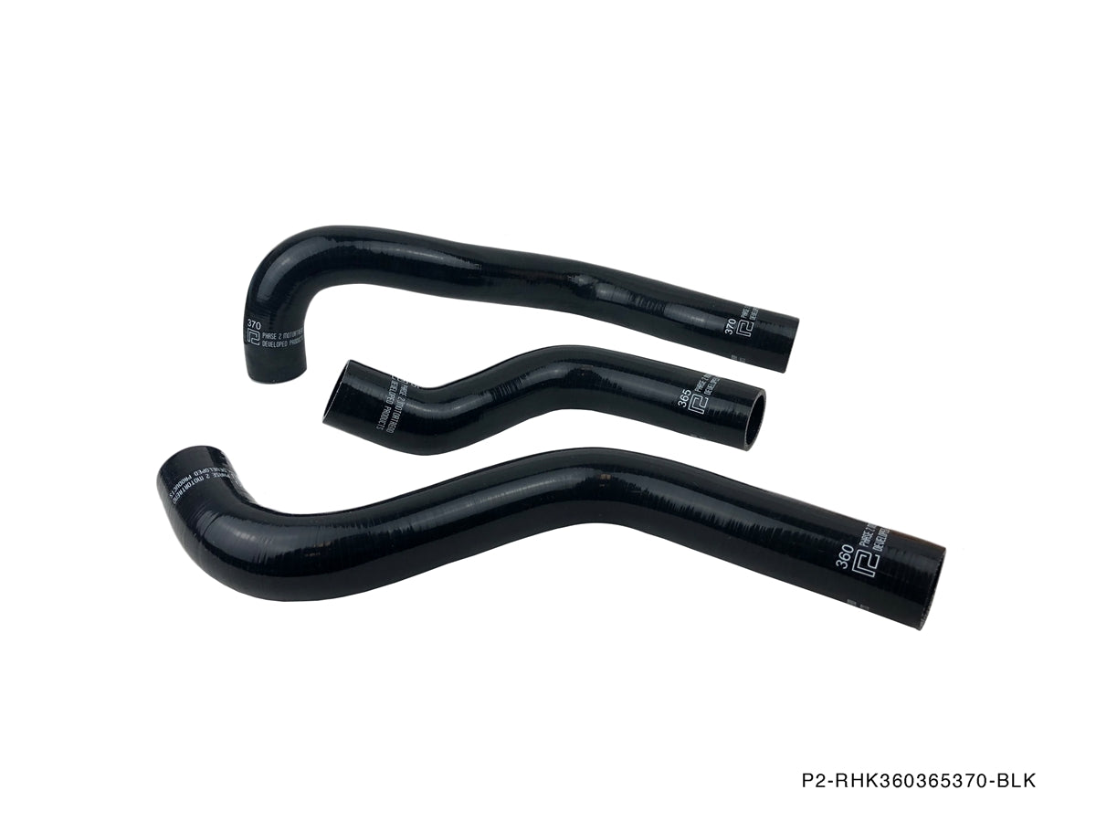 P2M 3-Ply Silicone Radiator Hoses - Black - Mazda RX-8 13B (2004-2008) - P2-RHK360365370-BLK