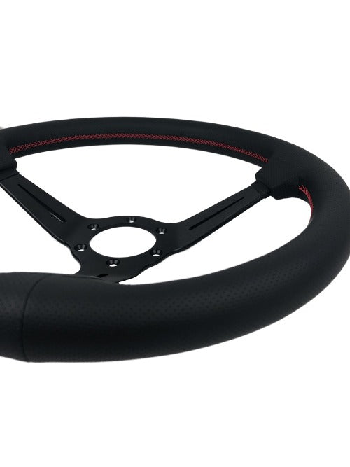 Phase 2 Motortrend (P2M) Competition Steering Wheel - 340mm Deep Corn Suede w/ Red Stitching