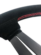 Phase 2 Motortrend (P2M) Competition Steering Wheel - 340mm Standard Suede w/ Red Stitching