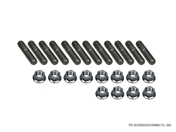 P2M Manifold Double Head Stud Nut Kit M10x1.25 - 6pc Set