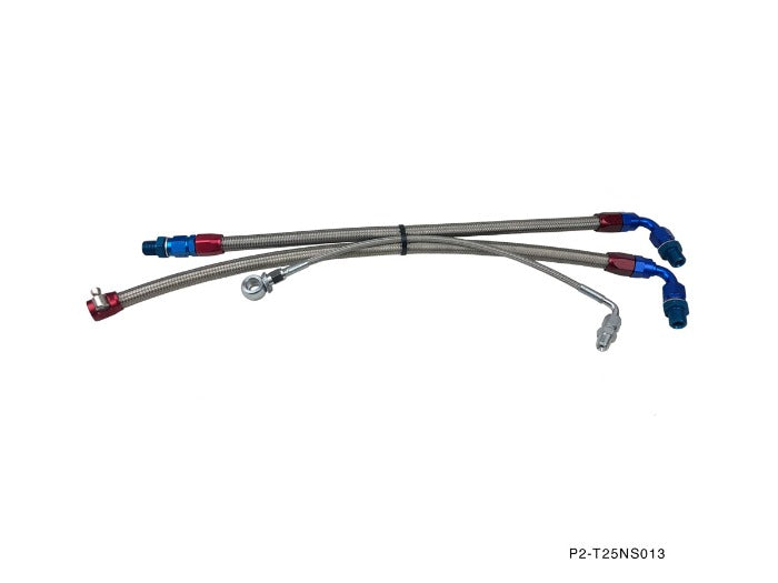 P2M Braided Stainless Turbo Line Kit Bottom Mount - Nissan 240SX S13 SR20DET - P2-T25NS013