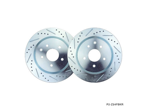 Phase 2 Motortrend (P2M) Zinc Coated Slotted Drilled Rear Brake Rotors - Nissan Z34 370z (2009+)