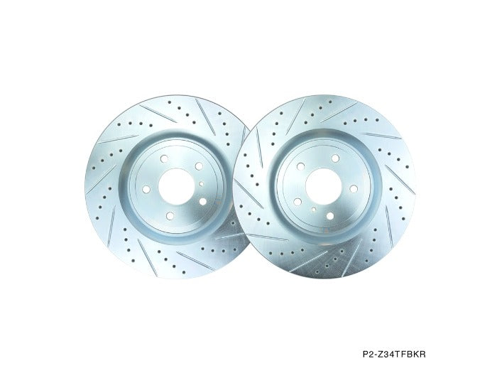 P2M Drilled & Slotted Front Brake Rotors w/ Akebono - Infiniti V37 G37 (2009+) - P2-Z34TFBKR