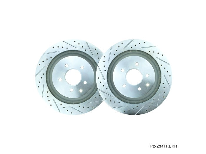 P2M Drilled & Slotted Rear Brake Rotors w/ Akebono - Infiniti V37 G37 (2009+) - P2-Z34TRBKR
