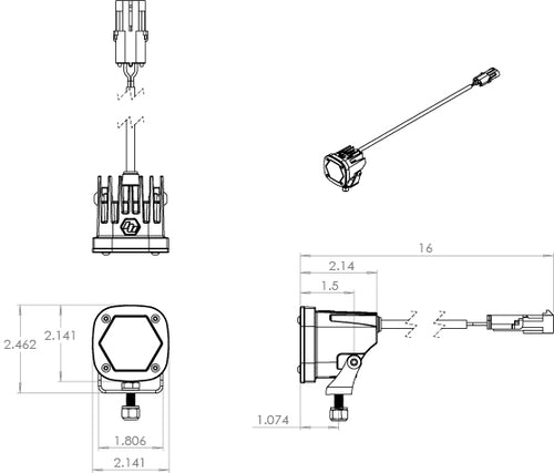 Baja Designs 2.1" S1 LED Light w/ Mounting Bracket - Spot