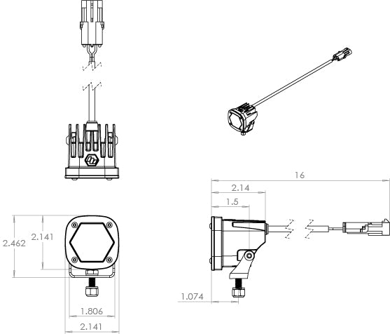Baja Designs 2.1" S1 LED Light w/ Mounting Bracket - Spot