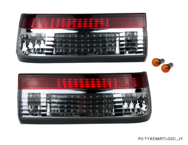 Phase 2 Motortrend (P2M) Crystal Clear LED Rear Taillights - Toyota AE86 Corolla GTS (1984-1987)