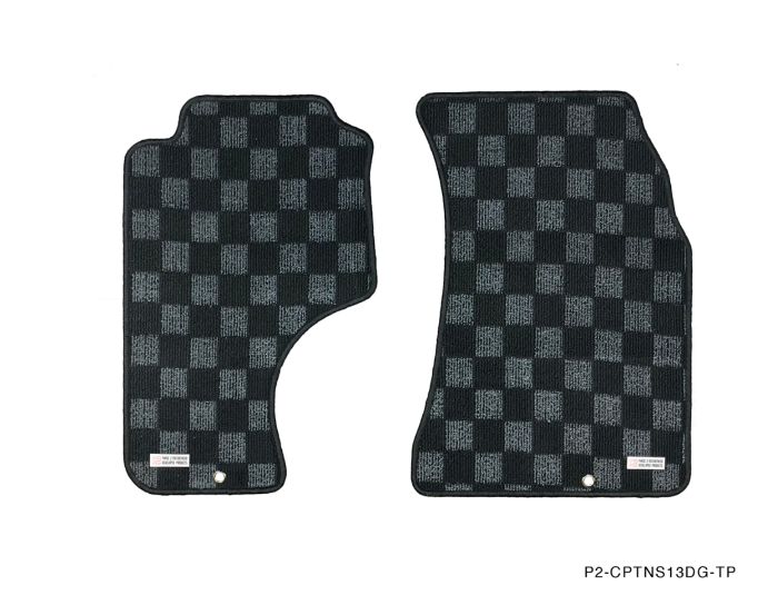 P2M Checkered Floor Mats (Dark Grey) - Nissan 240SX S13 (1989-1994) - P2-CPTNS13DG-TP