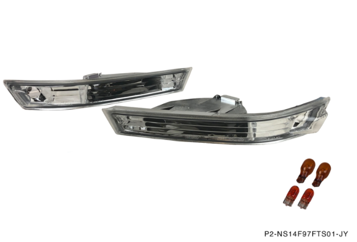 P2M Clear Front Turn Signal Lights - Nissan 240SX S14 Kouki JDM Front Bumper (1997-1998) - P2-NS1497FTS01-JY