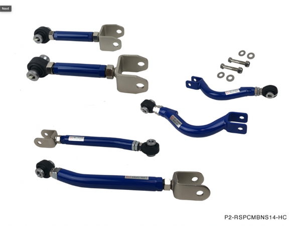 Phase 2 Motortrend (P2M) Adjustable Rear Toe / Traction / Upper Control Arms Combo Kit - Nissan 240sx S14 (1995-1998)