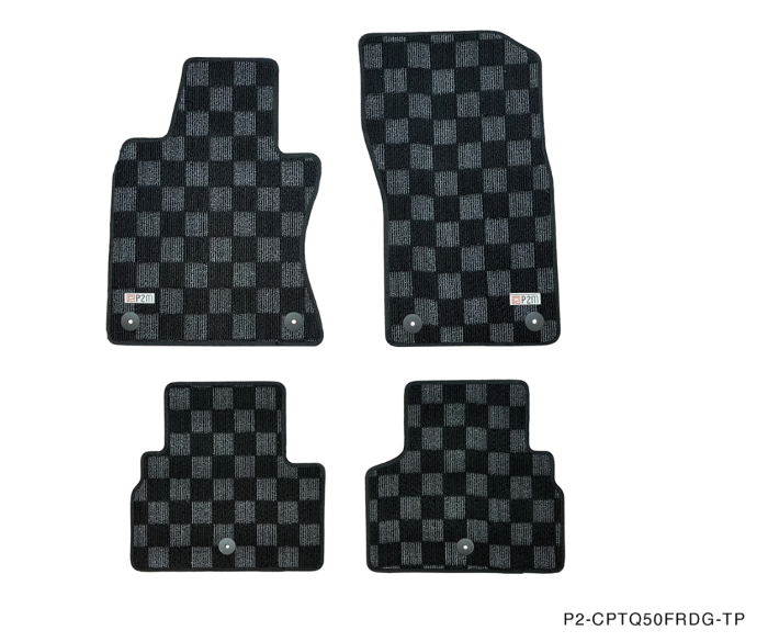 P2M Checkered Floor Mats (Dark Grey) - Infiniti Q50 Sedan (2013+)
