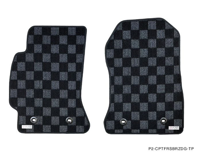 P2M Checkered Floor Mats - Subaru BRZ (2013-2021) - P2-CPTFRSBRZDG-TP