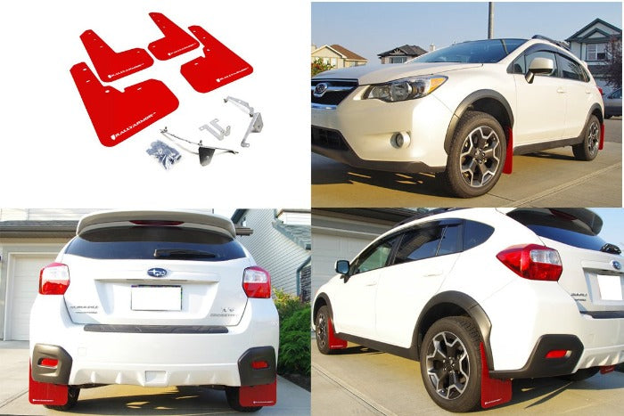 Rally Armor UR Red w/ White Logo Mud Flaps Set of 4 - Subaru XV Crosstrek (2013-2017)