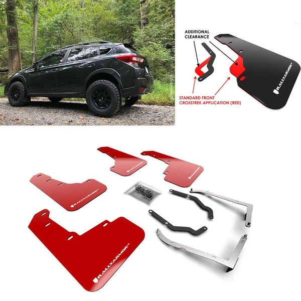 Rally Armor Red w/ White Logo Mud Flaps for Subaru XV Crosstrek & Lifted Models (2018-2021)