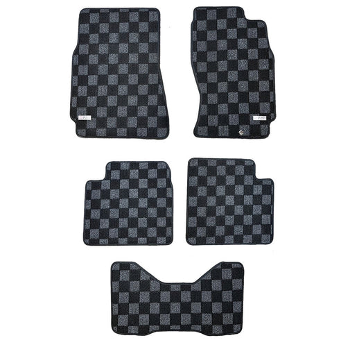 Phase 2 Motortrend (P2M) Front & Rear Checkered Flag Race Carpet Floor Mats - Nissan R33 Skyline GT-R