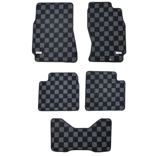 Phase 2 Motortrend (P2M) Front & Rear Checkered Flag Race Carpet Floor Mats - Nissan R33 Skyline GT-R