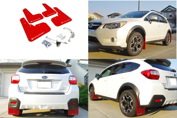 Rally Armor UR Red w/ White Logo Mud Flaps Set of 4 - Subaru XV Crosstrek (2013-2017)