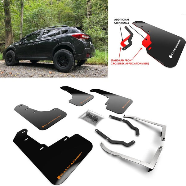 Rally Armor Black w/ Orange Logo Mud Flaps for Subaru XV Crosstrek & Lifted Models (2018-2021)