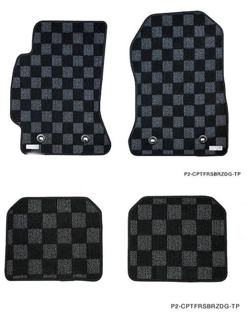 P2M Front & Rear Carpet Floor Mats - Scion FR-S (2013-2016) / Subaru BRZ (2013-2021) / Toyota GT86 (2016-2021) - P2-CPTFRSBRZDG-TP & P2-CPTFRSBRZRDG-TP