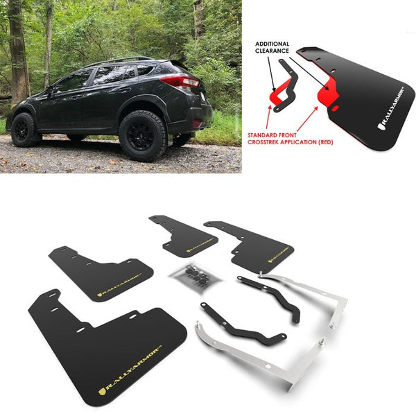 Rally Armor Black w/ Yellow Logo Mud Flaps for Subaru XV Crosstrek & Lifted Models (2018-2021)