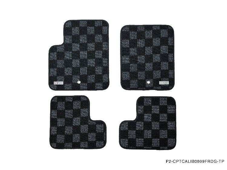 Phase 2 Motortrend (P2M) Checkered Flag Race Carpet Floor Mats Front & Rear - Dodge Caliber SRT4 (2008-2009)