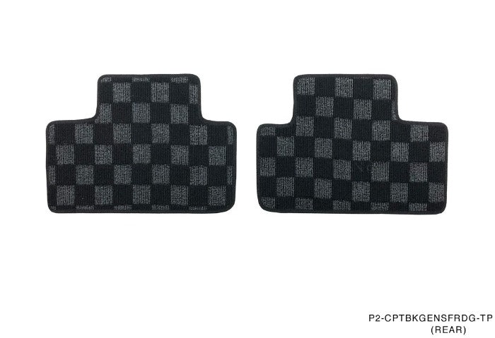 Phase 2 Motortrend (P2M) Front & Rear Checkered Carpet Floor Mats - Hyundai Genesis Coupe BK (2008-2012)