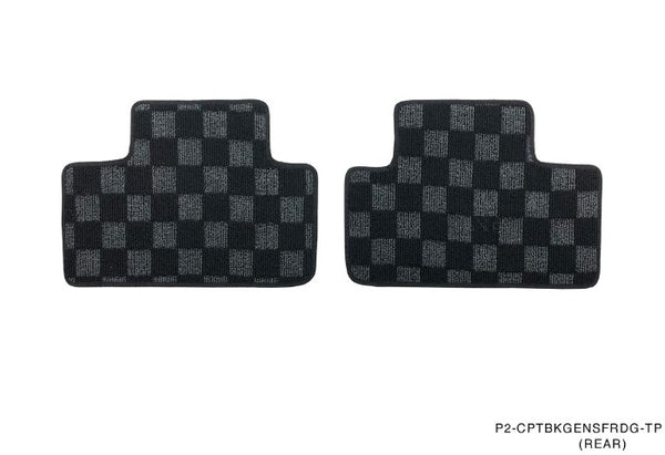Phase 2 Motortrend (P2M) Front & Rear Checkered Carpet Floor Mats - Hyundai Genesis Coupe BK (2008-2012)