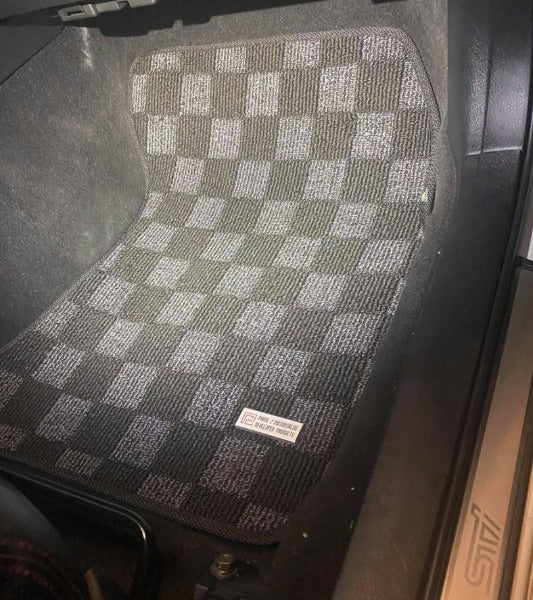 P2M Front & Rear Checkered Floor Mats - Subaru WRX & STI GVF (2011-2014) - P2-CPTGVFFRDG-TP