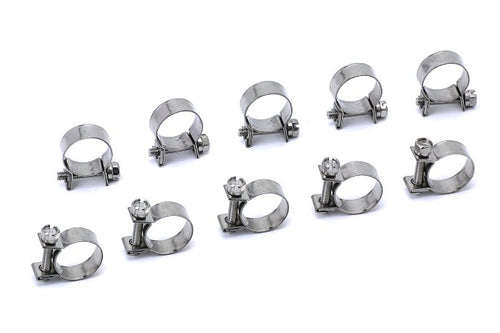 HPS Stainless Steel Fuel Injection Hose Clamps 7/16" - 1/2" (11mm - 13mm) - Pack of 10