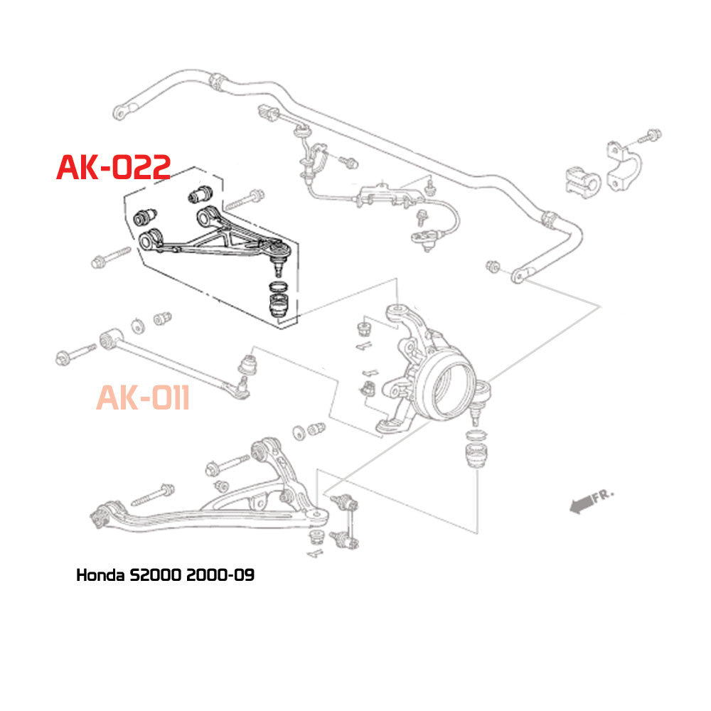 GSP Godspeed Project Adjustable Rear Upper Camber Arms With Spherical Bearings - Honda S2000 (AP1/AP2) 2000-09