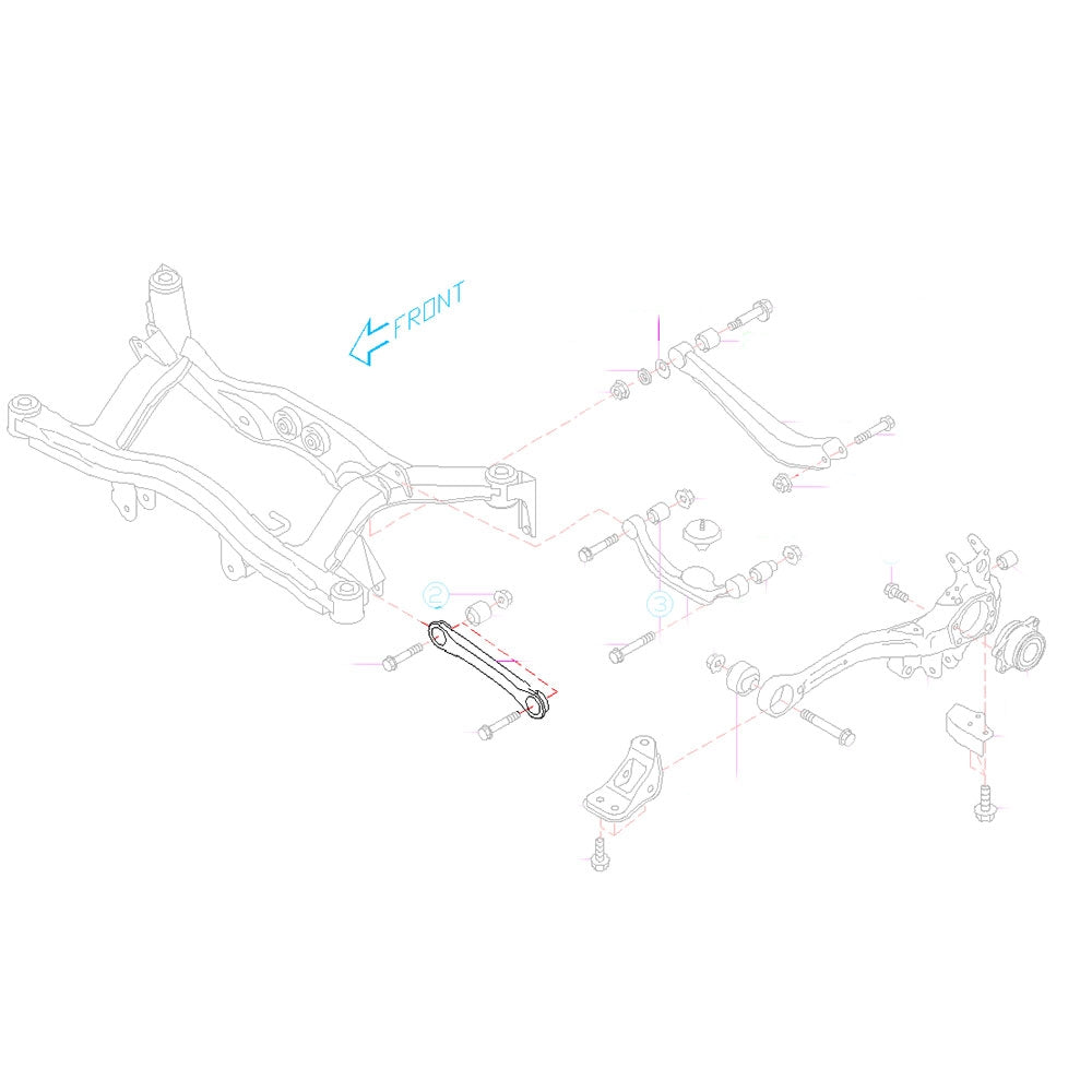 GSP Godspeed Project - Subaru Legacy (BE/BH) 2000-03 Adjustable Rear Lateral Arms With Spherical Bearings, Rear Forward