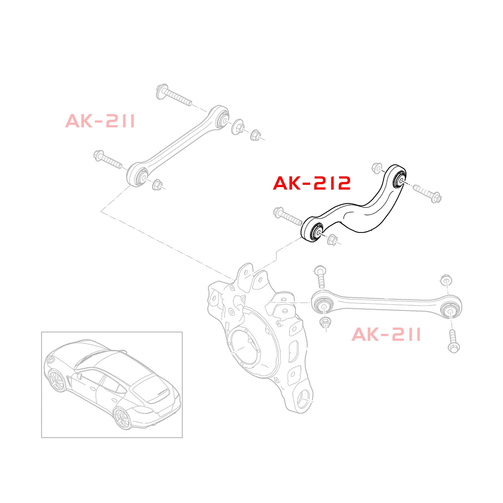 GSP GodSpeed Project Adjustable Rear Camber Control Arms - Porsche Panamera (2010-2023)