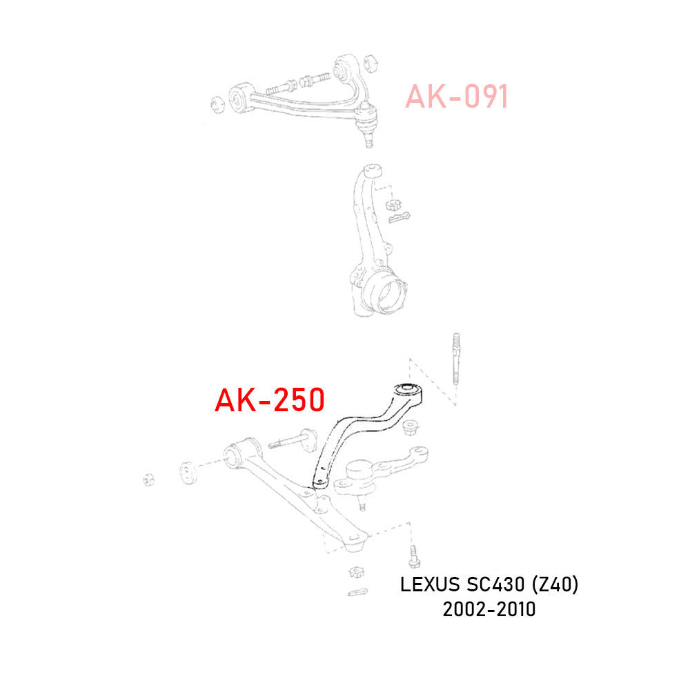 GSP Godspeed Project - LEXUS SC430 (Z40) 2002-10 Adjustable Front Tension Rods Arms With Spherical Bearings, Ball Joints