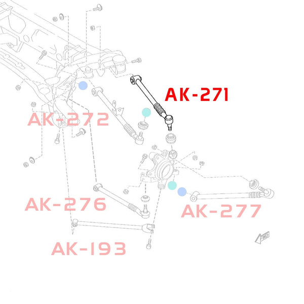 GSP Godspeed Project - Mazda RX-8 (SE3P) 2003-12 Adjustable Rear Upper Trailing Arms With Spherical Bearings