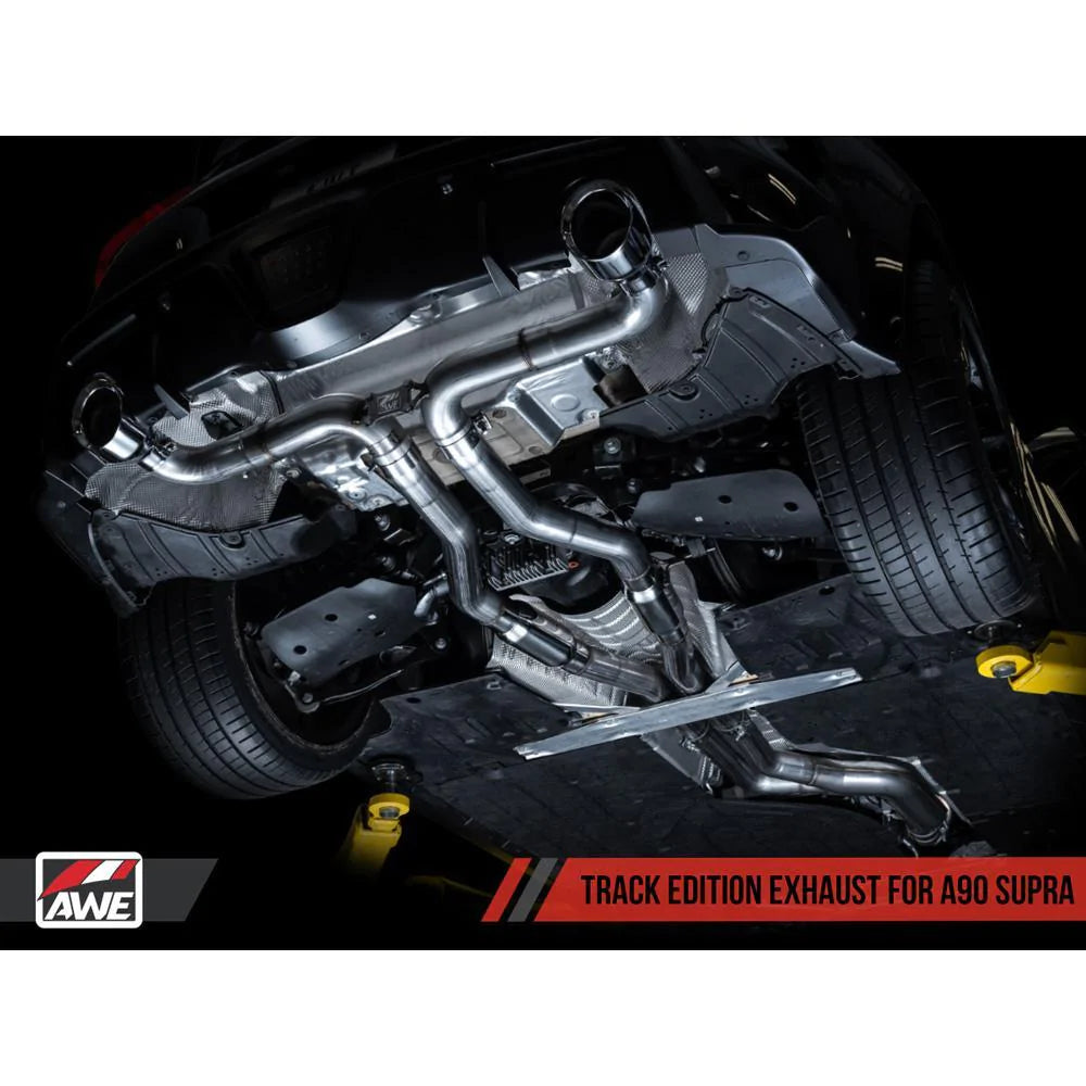 AWE Tuning Track Edition Cat-Back Exhaust System - 5in Chrome Silver Tips - Toyota GR Supra A90 (2020+)