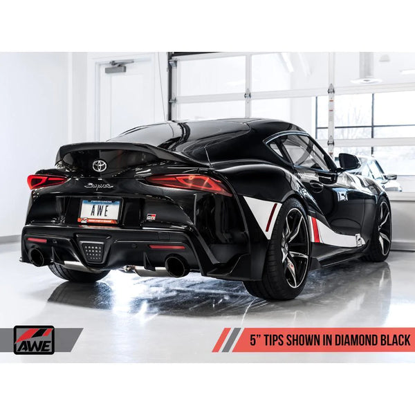 AWE Non-Resonated Touring Edition Cat-Back Exhaust System - 5in Diamond Black Tips - Toyota GR Supra A90 (2020+)