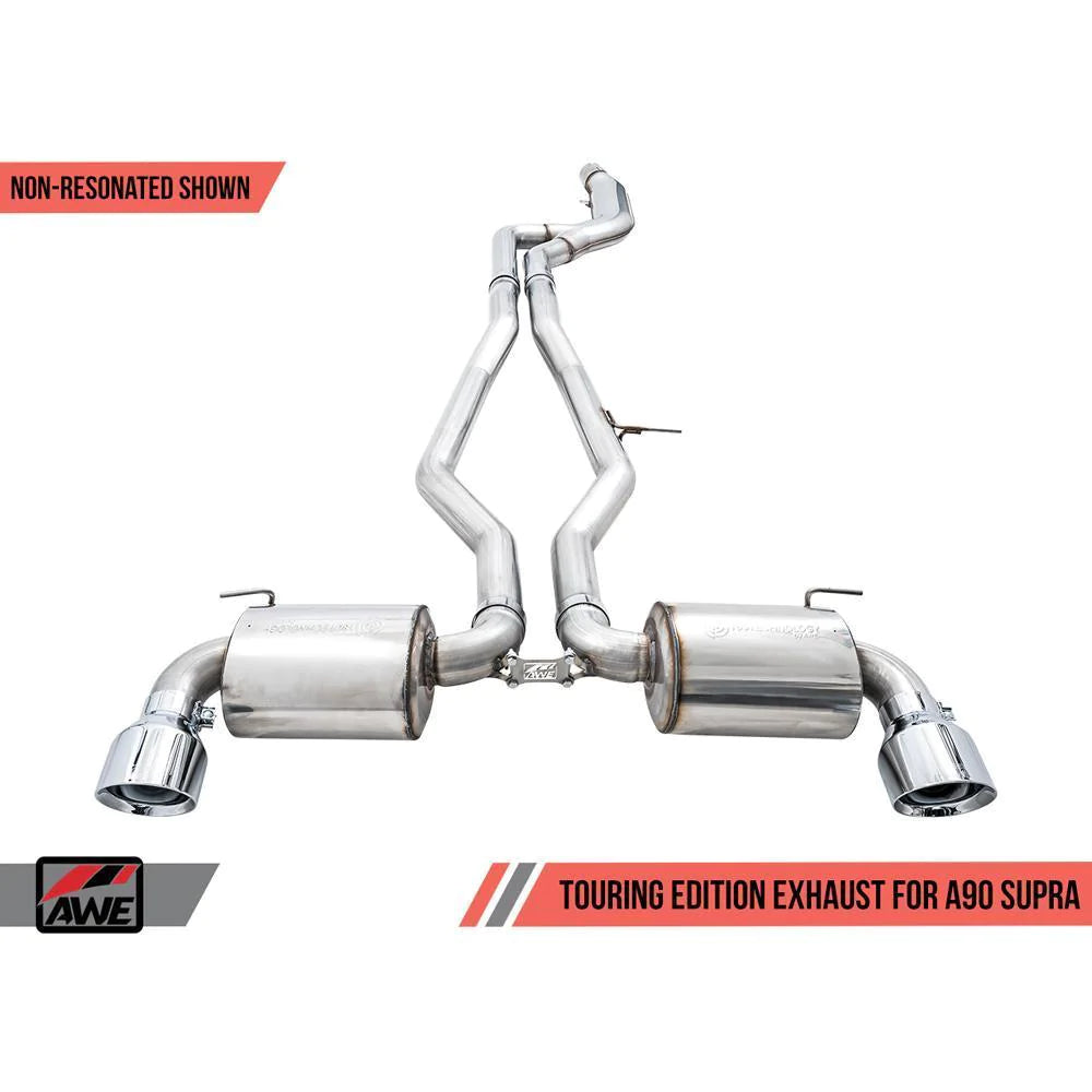 AWE Non-Resonated Touring Edition Cat-Back Exhaust System - 5in Chrome Silver Tips - Toyota GR Supra A90 (2020+)