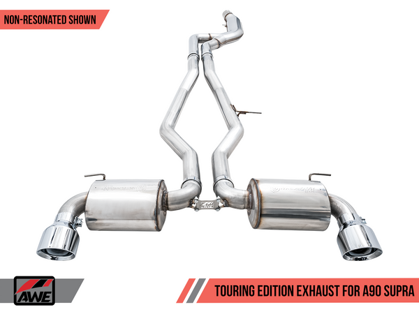 AWE Resonated Touring Edition Cat-Back Exhaust System - 5in Diamond Black Tips - Toyota GR Supra A90 (2020+)