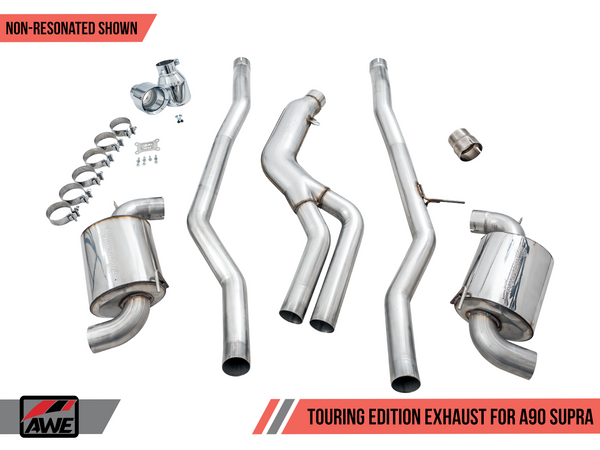 AWE Resonated Touring Edition Cat-Back Exhaust System - 5in Chrome Silver Tips - Toyota GR Supra A90 (2020+)