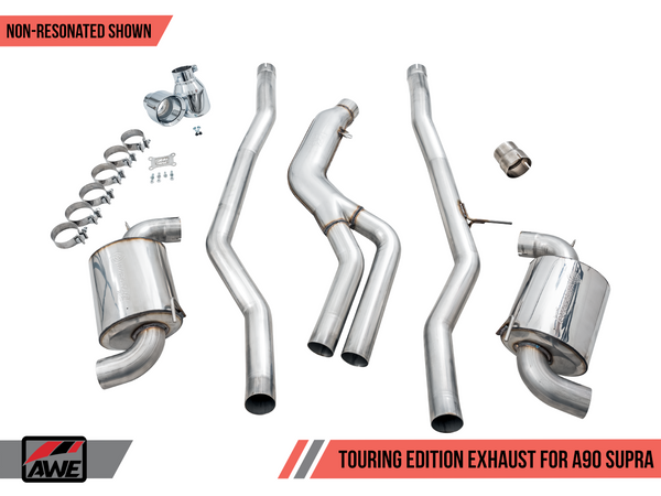 AWE Resonated Touring Edition Cat-Back Exhaust System - 5in Diamond Black Tips - Toyota GR Supra A90 (2020+)