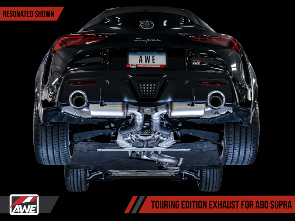 AWE Resonated Touring Edition Cat-Back Exhaust System - 5in Diamond Black Tips - Toyota GR Supra A90 (2020+)