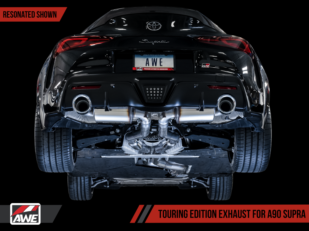 AWE Resonated Touring Edition Cat-Back Exhaust System - 5in Chrome Silver Tips - Toyota GR Supra A90 (2020+)