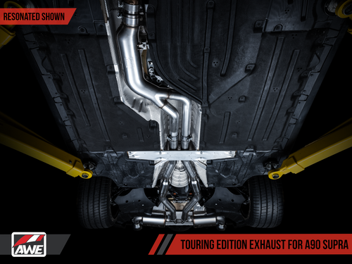 AWE Resonated Touring Edition Cat-Back Exhaust System - 5in Diamond Black Tips - Toyota GR Supra A90 (2020+)