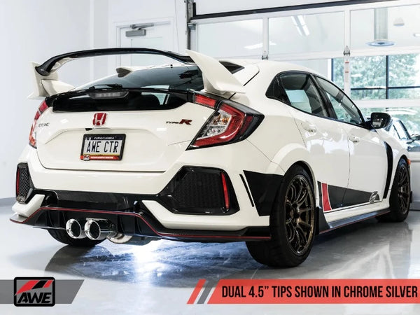 AWE Touring Edition Exhaust (Includes Front Pipe) - Triple Diamond Black Tips - Honda FK8 Civic Type R (2017-2021)