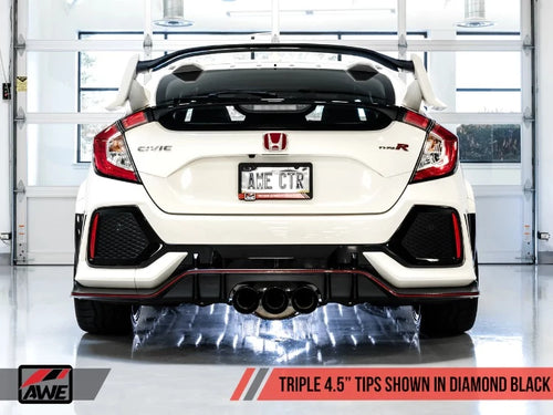 AWE Touring Edition Exhaust (Includes Front Pipe) - Triple Diamond Black Tips - Honda FK8 Civic Type R (2017-2021)