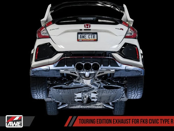 AWE Touring Edition Exhaust (Includes Front Pipe) - Triple Diamond Black Tips - Honda FK8 Civic Type R (2017-2021)